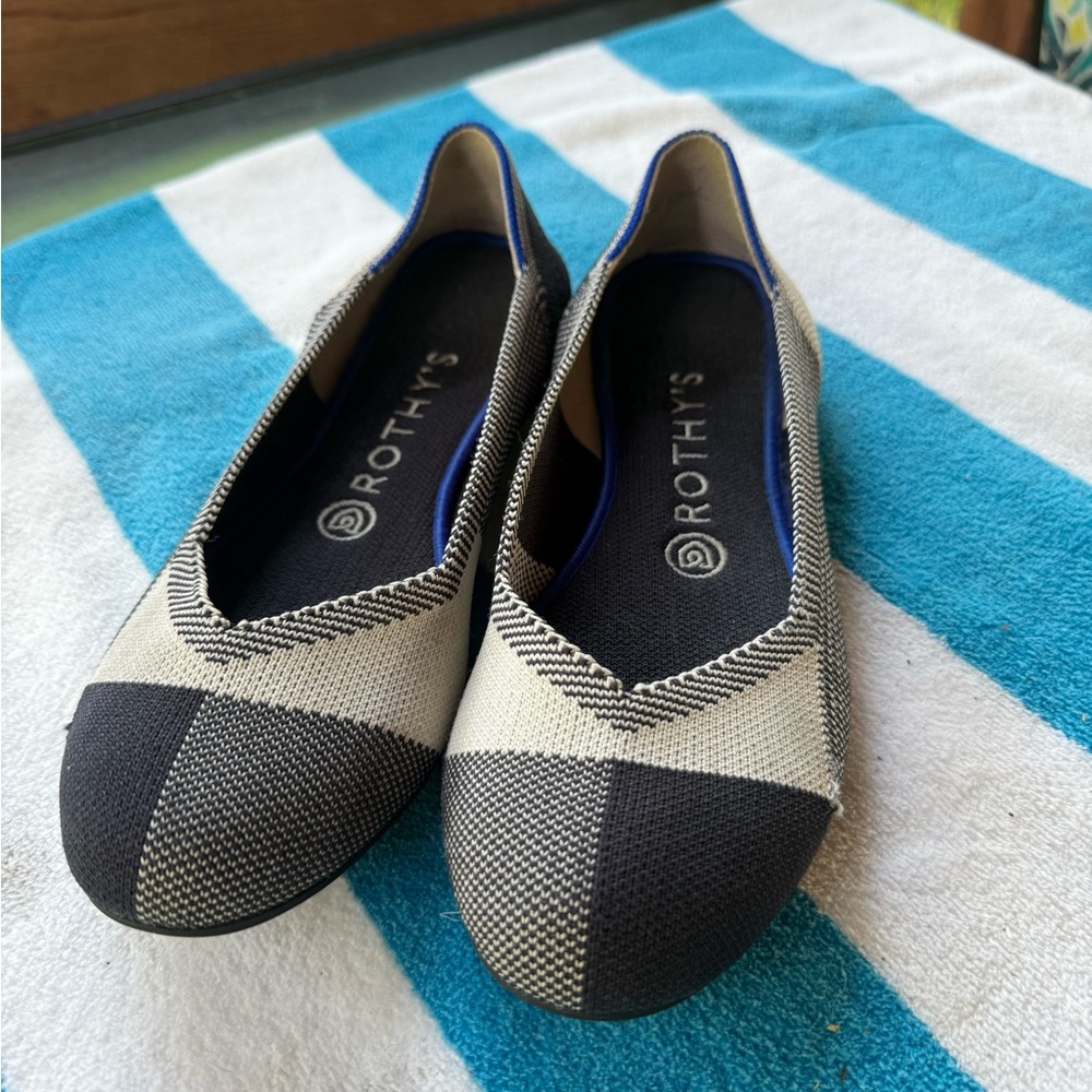 Rothy's Black and Cream Loafers